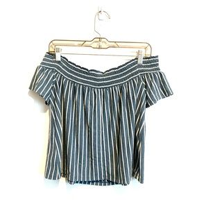 Off the shoulder striped shirt